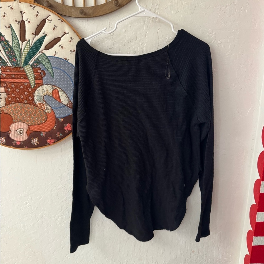 Joylab Black Waffle High Low Long Sleeve NWT Small - Picture 5 of 5